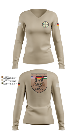 Womens Long Sleeve Vneck Shirt, DEU EinsKtgt CD/CBI, , Teamtime, Team time, sublimation, custom sports apparel, team uniforms, spirit wear, spiritwear, sports uniforms, custom shirts, team store, custom team store, fundraiser sports, apparel fundraiser