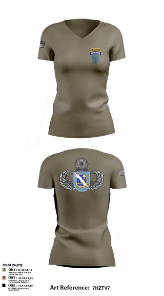 Womens Short Sleeve Vneck Shirt, 1-143rd airborne infantry regiment, , Teamtime, Team time, sublimation, custom sports apparel, team uniforms, spirit wear, spiritwear, sports uniforms, custom shirts, team store, custom team store, fundraiser sports, apparel fundraiser