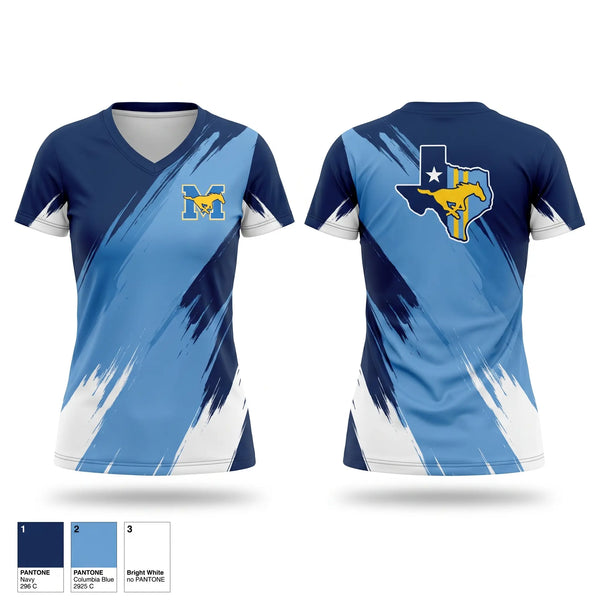 Womens Short Sleeve Vneck Shirt, Mustangs, Wrestling, Teamtime, Team time, sublimation, custom sports apparel, team uniforms, spirit wear, spiritwear, sports uniforms, custom shirts, team store, custom team store, fundraiser sports, apparel fundraiser