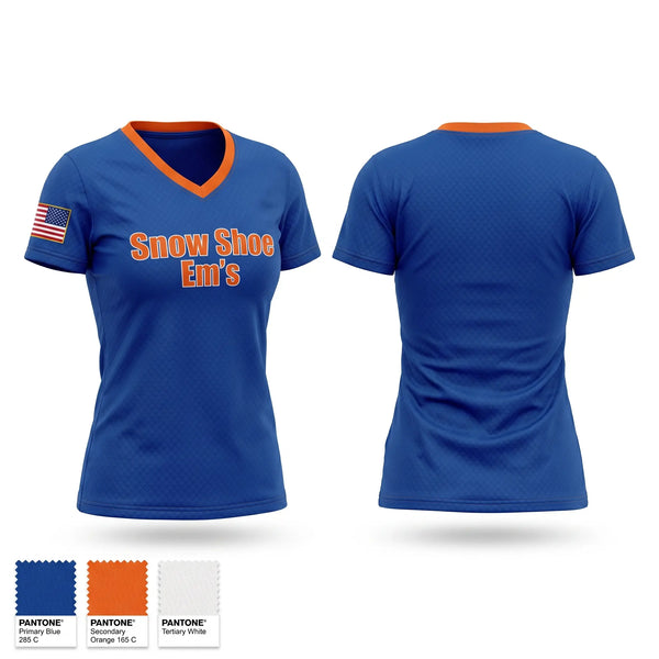 Womens Short Sleeve Vneck Shirt, Snow Shoe Ems, EMS/EMT, Teamtime, Team time, sublimation, custom sports apparel, team uniforms, spirit wear, spiritwear, sports uniforms, custom shirts, team store, custom team store, fundraiser sports, apparel fundraiser