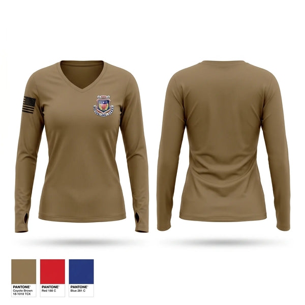 Womens Long Sleeve Vneck Shirt, Adjutant General, Army, Teamtime, Team time, sublimation, custom sports apparel, team uniforms, spirit wear, spiritwear, sports uniforms, custom shirts, team store, custom team store, fundraiser sports, apparel fundraiser