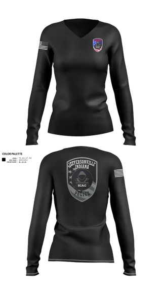 Womens Long Sleeve Vneck Shirt, JPD, Police, Teamtime, Team time, sublimation, custom sports apparel, team uniforms, spirit wear, spiritwear, sports uniforms, custom shirts, team store, custom team store, fundraiser sports, apparel fundraiser