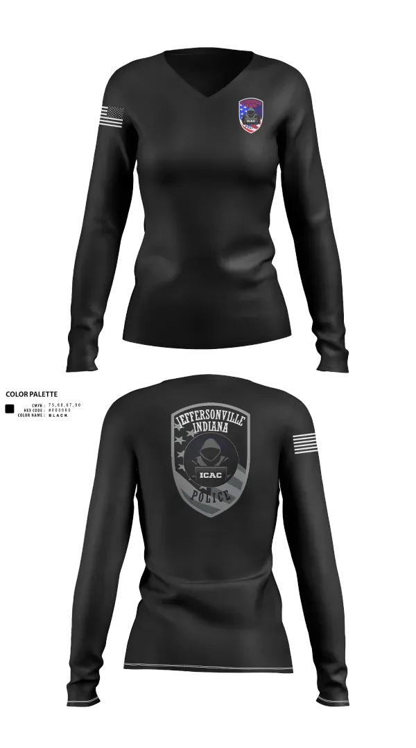 Womens Long Sleeve Vneck Shirt, JPD, Police, Teamtime, Team time, sublimation, custom sports apparel, team uniforms, spirit wear, spiritwear, sports uniforms, custom shirts, team store, custom team store, fundraiser sports, apparel fundraiser
