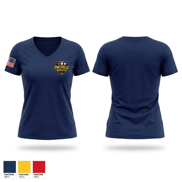 Womens Short Sleeve Vneck Shirt, Pikeville Dispatch, Police, Teamtime, Team time, sublimation, custom sports apparel, team uniforms, spirit wear, spiritwear, sports uniforms, custom shirts, team store, custom team store, fundraiser sports, apparel fundraiser