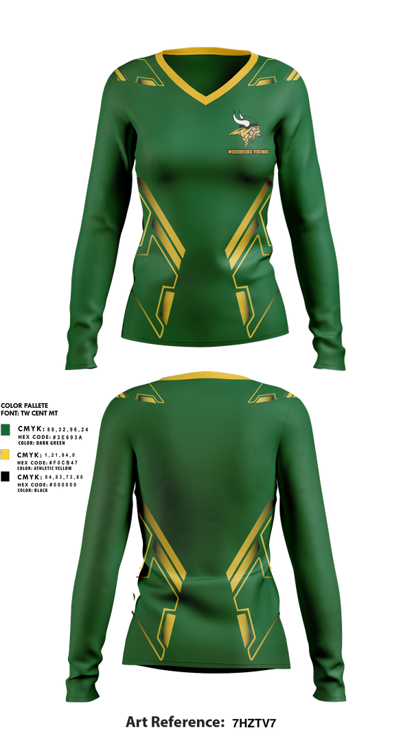 Womens Long Sleeve Vneck Shirt, Woodbridge Vikings, Women's Volleyball, Teamtime, Team time, sublimation, custom sports apparel, team uniforms, spirit wear, spiritwear, sports uniforms, custom shirts, team store, custom team store, fundraiser sports, apparel fundraiser