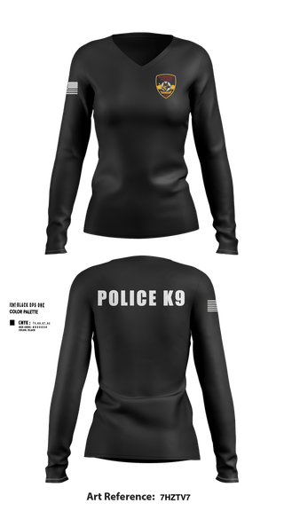 Womens Long Sleeve Vneck Shirt, Roanoke K9, Police, Teamtime, Team time, sublimation, custom sports apparel, team uniforms, spirit wear, spiritwear, sports uniforms, custom shirts, team store, custom team store, fundraiser sports, apparel fundraiser