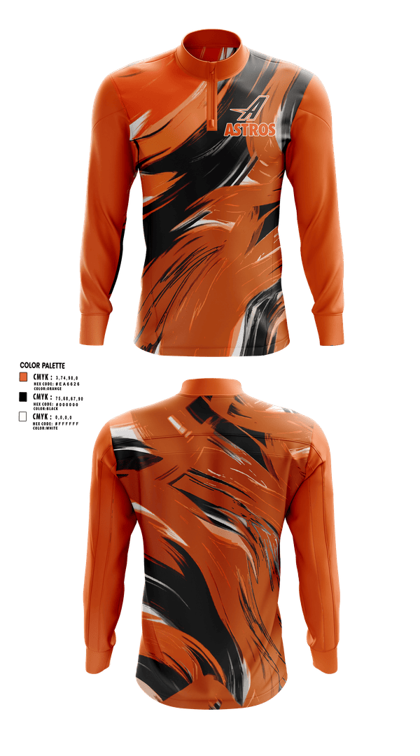 Quarter Zip Jacket, Astros, Baseball, Teamtime, Team time, sublimation, custom sports apparel, team uniforms, spirit wear, spiritwear, sports uniforms, custom shirts, team store, custom team store, fundraiser sports, apparel fundraiser