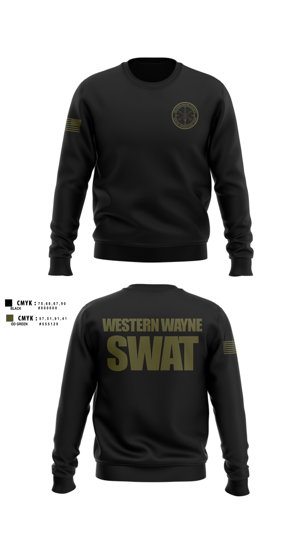 Crew Neck Sweatshirt, Western Wayne SWAT Snipers, Police, Teamtime, Team time, sublimation, custom sports apparel, team uniforms, spirit wear, spiritwear, sports uniforms, custom shirts, team store, custom team store, fundraiser sports, apparel fundraiser
