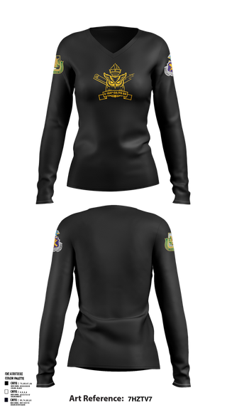 Womens Long Sleeve Vneck Shirt, 4th/104th BN (CA/PO), , Teamtime, Team time, sublimation, custom sports apparel, team uniforms, spirit wear, spiritwear, sports uniforms, custom shirts, team store, custom team store, fundraiser sports, apparel fundraiser