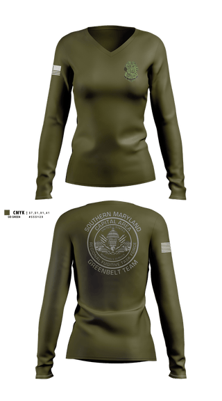 Womens Long Sleeve Vneck Shirt, Forest Heights Police, Police, Teamtime, Team time, sublimation, custom sports apparel, team uniforms, spirit wear, spiritwear, sports uniforms, custom shirts, team store, custom team store, fundraiser sports, apparel fundraiser