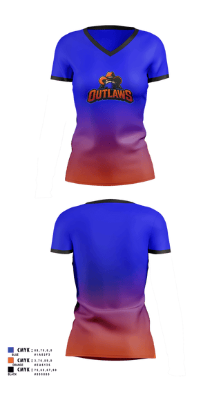 Womens Short Sleeve Vneck Shirt, South Kentucky Outlaws, , Teamtime, Team time, sublimation, custom sports apparel, team uniforms, spirit wear, spiritwear, sports uniforms, custom shirts, team store, custom team store, fundraiser sports, apparel fundraiser