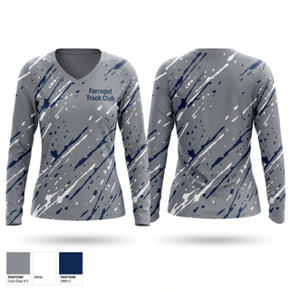 Womens Long Sleeve Vneck Shirt, Farragut Track Club, Track & Field, Teamtime, Team time, sublimation, custom sports apparel, team uniforms, spirit wear, spiritwear, sports uniforms, custom shirts, team store, custom team store, fundraiser sports, apparel fundraiser