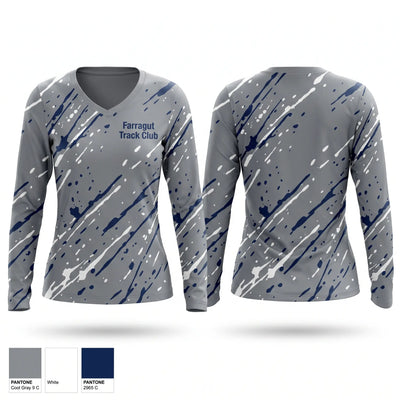 Farragut Track Club Women's Long Sleeve V-neck Shirt - 1