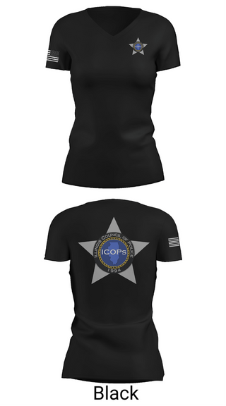 Womens Short Sleeve Vneck Shirt, Illinois Council of Police, Police, Teamtime, Team time, sublimation, custom sports apparel, team uniforms, spirit wear, spiritwear, sports uniforms, custom shirts, team store, custom team store, fundraiser sports, apparel fundraiser