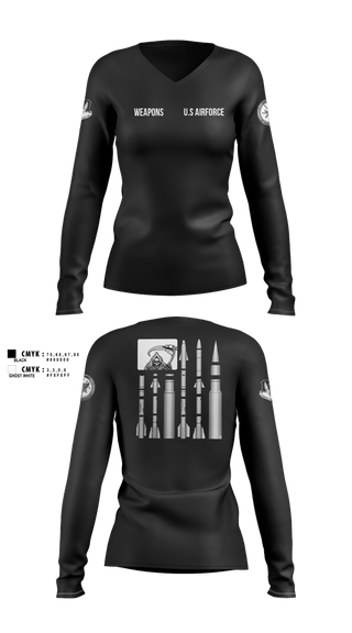 Womens Long Sleeve Vneck Shirt, 144 FW, National Guard, Teamtime, Team time, sublimation, custom sports apparel, team uniforms, spirit wear, spiritwear, sports uniforms, custom shirts, team store, custom team store, fundraiser sports, apparel fundraiser