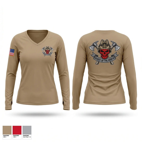 Womens Long Sleeve Vneck Shirt, MFRC, Army, Teamtime, Team time, sublimation, custom sports apparel, team uniforms, spirit wear, spiritwear, sports uniforms, custom shirts, team store, custom team store, fundraiser sports, apparel fundraiser