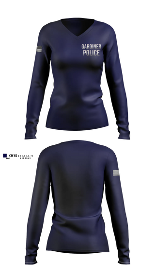 Womens Long Sleeve Vneck Shirt, Gardiner Police, Police, Teamtime, Team time, sublimation, custom sports apparel, team uniforms, spirit wear, spiritwear, sports uniforms, custom shirts, team store, custom team store, fundraiser sports, apparel fundraiser