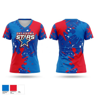Womens Short Sleeve Vneck Shirt, Oklahoma stars, Softball, Teamtime, Team time, sublimation, custom sports apparel, team uniforms, spirit wear, spiritwear, sports uniforms, custom shirts, team store, custom team store, fundraiser sports, apparel fundraiser