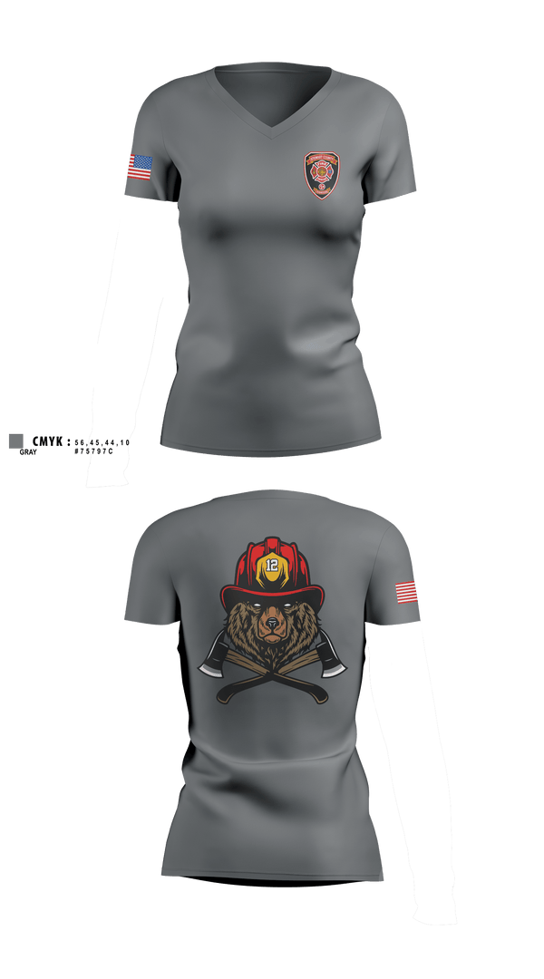 Womens Short Sleeve Vneck Shirt, Stewart County Fire Rescue, Fire Department, Teamtime, Team time, sublimation, custom sports apparel, team uniforms, spirit wear, spiritwear, sports uniforms, custom shirts, team store, custom team store, fundraiser sports, apparel fundraiser