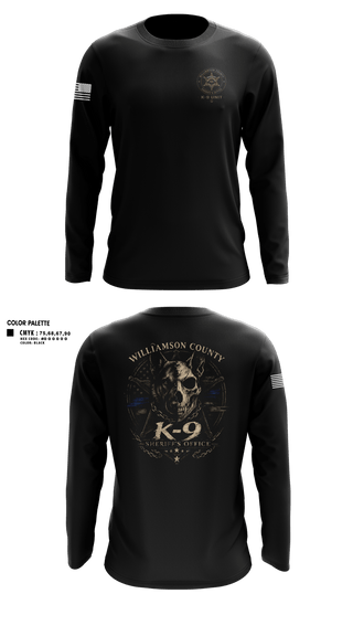 Long Sleeve Performance Shirt, Williamson County K-9 Unit, Police, Teamtime, Team time, sublimation, custom sports apparel, team uniforms, spirit wear, spiritwear, sports uniforms, custom shirts, team store, custom team store, fundraiser sports, apparel fundraiser