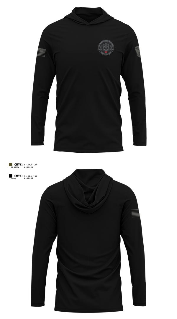 Long Sleeve hooded sunshirt, Alexandria Police Department Special Operations, Police, Teamtime, Team time, sublimation, custom sports apparel, team uniforms, spirit wear, spiritwear, sports uniforms, custom shirts, team store, custom team store, fundraiser sports, apparel fundraiser