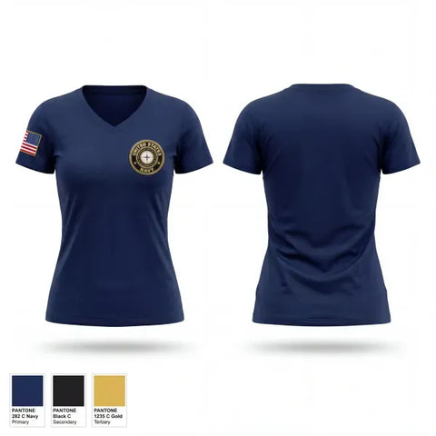 Womens Short Sleeve Vneck Shirt, PHS NJROTC, Navy, Teamtime, Team time, sublimation, custom sports apparel, team uniforms, spirit wear, spiritwear, sports uniforms, custom shirts, team store, custom team store, fundraiser sports, apparel fundraiser