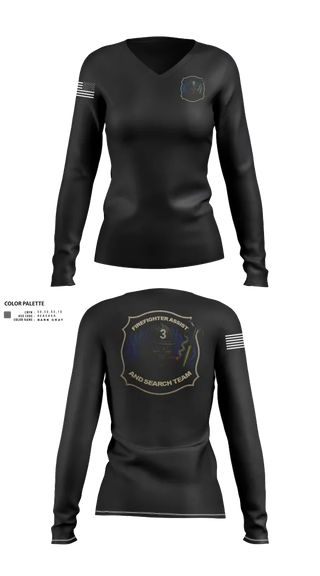 Womens Long Sleeve Vneck Shirt, District 3 Fast, Fire Department, Teamtime, Team time, sublimation, custom sports apparel, team uniforms, spirit wear, spiritwear, sports uniforms, custom shirts, team store, custom team store, fundraiser sports, apparel fundraiser