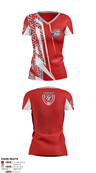 Womens Short Sleeve Vneck Shirt, Amherst Lightning, Women's Soccer, Teamtime, Team time, sublimation, custom sports apparel, team uniforms, spirit wear, spiritwear, sports uniforms, custom shirts, team store, custom team store, fundraiser sports, apparel fundraiser