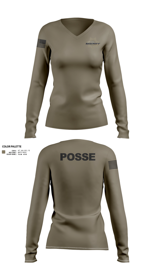 Womens Long Sleeve Vneck Shirt, Flathead County Sheriff's Office, Police, Teamtime, Team time, sublimation, custom sports apparel, team uniforms, spirit wear, spiritwear, sports uniforms, custom shirts, team store, custom team store, fundraiser sports, apparel fundraiser