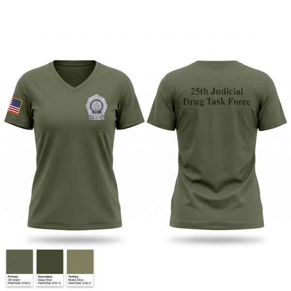 Womens Short Sleeve Vneck Shirt, 25th Judicial Drug Task Force, Police, Teamtime, Team time, sublimation, custom sports apparel, team uniforms, spirit wear, spiritwear, sports uniforms, custom shirts, team store, custom team store, fundraiser sports, apparel fundraiser