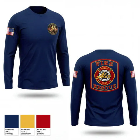 Long Sleeve Performance Shirt, Alice Fire Rescue, Fire Department, Teamtime, Team time, sublimation, custom sports apparel, team uniforms, spirit wear, spiritwear, sports uniforms, custom shirts, team store, custom team store, fundraiser sports, apparel fundraiser