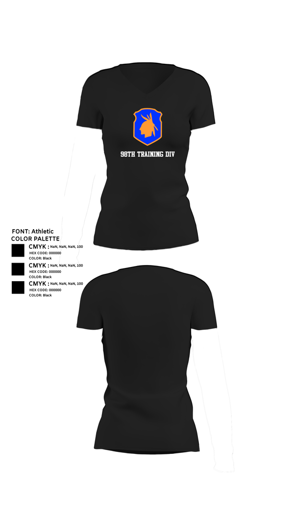 Womens Short Sleeve Vneck Shirt, 98th training div, , Teamtime, Team time, sublimation, custom sports apparel, team uniforms, spirit wear, spiritwear, sports uniforms, custom shirts, team store, custom team store, fundraiser sports, apparel fundraiser