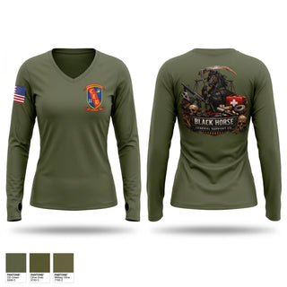 Womens Long Sleeve Vneck Shirt, General Support Co, Marines, Teamtime, Team time, sublimation, custom sports apparel, team uniforms, spirit wear, spiritwear, sports uniforms, custom shirts, team store, custom team store, fundraiser sports, apparel fundraiser