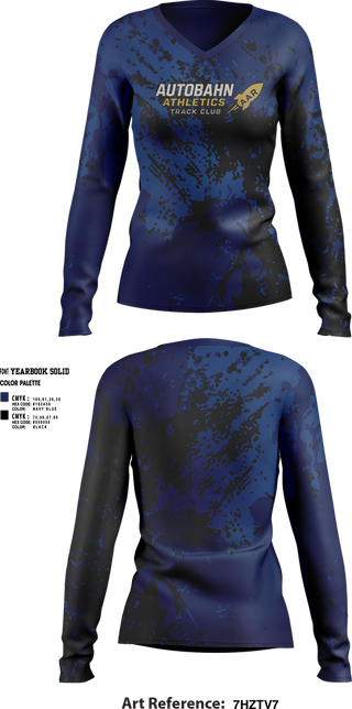 Womens Long Sleeve Vneck Shirt, Autobahn Athletics, Track & Field, Teamtime, Team time, sublimation, custom sports apparel, team uniforms, spirit wear, spiritwear, sports uniforms, custom shirts, team store, custom team store, fundraiser sports, apparel fundraiser
