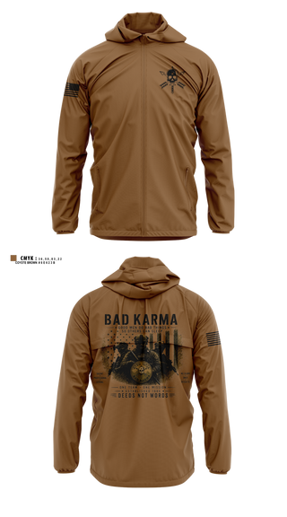 Windbreaker, Bad Karma, Army, Teamtime, Team time, sublimation, custom sports apparel, team uniforms, spirit wear, spiritwear, sports uniforms, custom shirts, team store, custom team store, fundraiser sports, apparel fundraiser