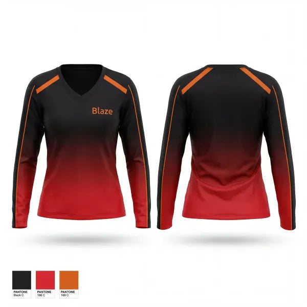 Womens Long Sleeve Vneck Shirt, Blaze, Softball, Teamtime, Team time, sublimation, custom sports apparel, team uniforms, spirit wear, spiritwear, sports uniforms, custom shirts, team store, custom team store, fundraiser sports, apparel fundraiser