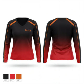 Womens Long Sleeve Vneck Shirt, Blaze, Softball, Teamtime, Team time, sublimation, custom sports apparel, team uniforms, spirit wear, spiritwear, sports uniforms, custom shirts, team store, custom team store, fundraiser sports, apparel fundraiser