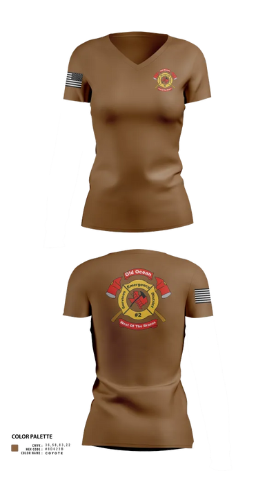 Old Ocean Fire Department 97753494 Women's Short Sleeve V-neck Shirt - 21