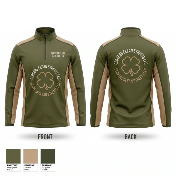 Quarter Zip Jacket, Clovers Clean Streets LLC, , Teamtime, Team time, sublimation, custom sports apparel, team uniforms, spirit wear, spiritwear, sports uniforms, custom shirts, team store, custom team store, fundraiser sports, apparel fundraiser