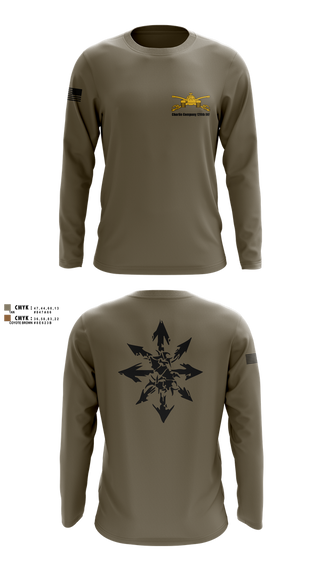 Long Sleeve Performance Shirt, Charlie Company 120th INF, National Guard, Teamtime, Team time, sublimation, custom sports apparel, team uniforms, spirit wear, spiritwear, sports uniforms, custom shirts, team store, custom team store, fundraiser sports, apparel fundraiser