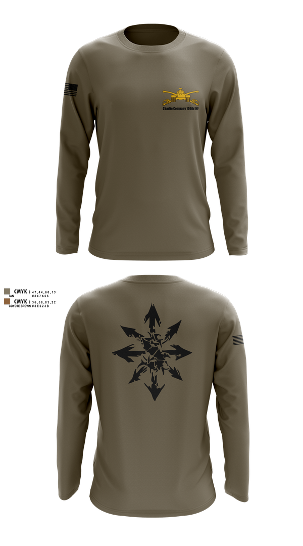 Long Sleeve Performance Shirt, Charlie Company 120th INF, National Guard, Teamtime, Team time, sublimation, custom sports apparel, team uniforms, spirit wear, spiritwear, sports uniforms, custom shirts, team store, custom team store, fundraiser sports, apparel fundraiser