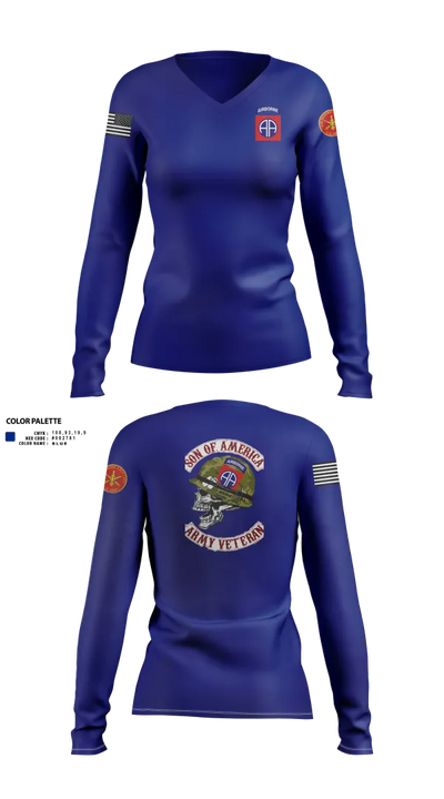 82d ABN DIV 72745716 Women's Long Sleeve V-neck Shirt - 100