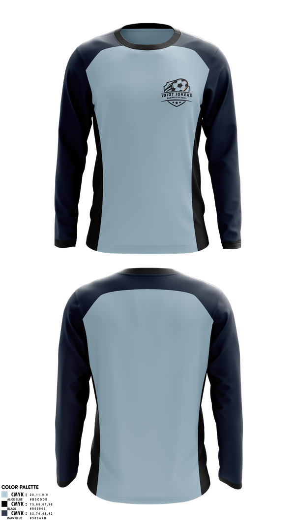 Long Sleeve Performance Shirt, Idiot Jokers, Men's Soccer, Teamtime, Team time, sublimation, custom sports apparel, team uniforms, spirit wear, spiritwear, sports uniforms, custom shirts, team store, custom team store, fundraiser sports, apparel fundraiser
