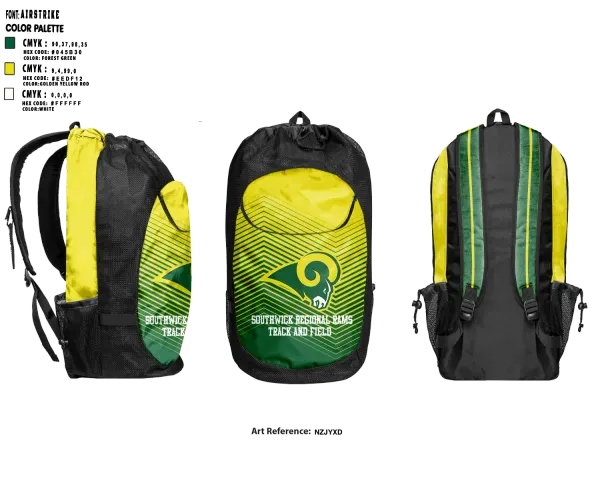 Gear Bag, Southwick Regional Rams, Track & Field, Teamtime, Team time, sublimation, custom sports apparel, team uniforms, spirit wear, spiritwear, sports uniforms, custom shirts, team store, custom team store, fundraiser sports, apparel fundraiser
