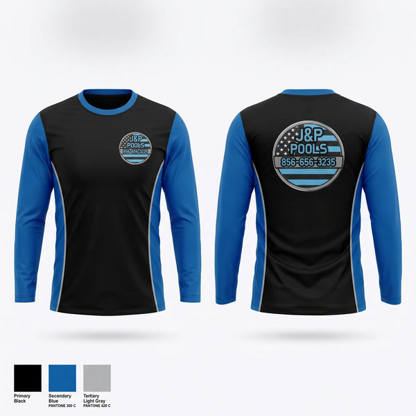 Long Sleeve Performance Shirt, J&P Pools, , Teamtime, Team time, sublimation, custom sports apparel, team uniforms, spirit wear, spiritwear, sports uniforms, custom shirts, team store, custom team store, fundraiser sports, apparel fundraiser