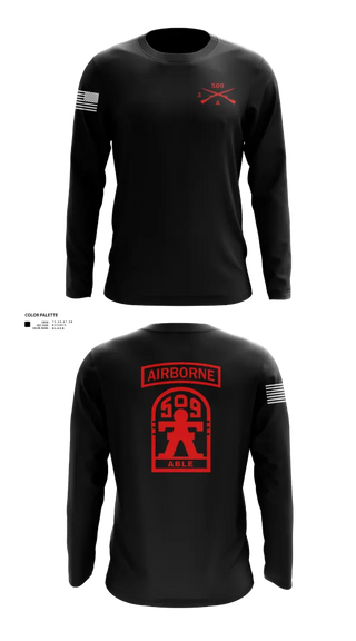 Long Sleeve Performance Shirt, 3-509th Parachute Infantry BN Able Nation, , Teamtime, Team time, sublimation, custom sports apparel, team uniforms, spirit wear, spiritwear, sports uniforms, custom shirts, team store, custom team store, fundraiser sports, apparel fundraiser