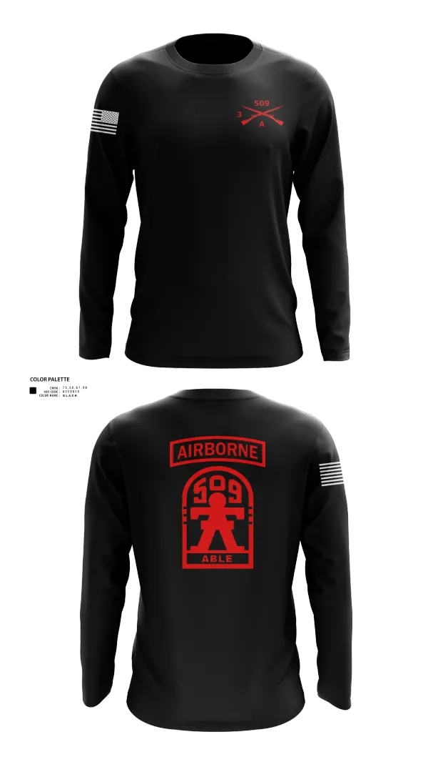 Long Sleeve Performance Shirt, 3-509th Parachute Infantry BN Able Nation, , Teamtime, Team time, sublimation, custom sports apparel, team uniforms, spirit wear, spiritwear, sports uniforms, custom shirts, team store, custom team store, fundraiser sports, apparel fundraiser