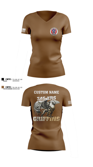 Womens Short Sleeve Vneck Shirt, 345th TRS, , Teamtime, Team time, sublimation, custom sports apparel, team uniforms, spirit wear, spiritwear, sports uniforms, custom shirts, team store, custom team store, fundraiser sports, apparel fundraiser