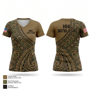 Womens Short Sleeve Vneck Shirt, HHC, 307th ESB-E, Army, Teamtime, Team time, sublimation, custom sports apparel, team uniforms, spirit wear, spiritwear, sports uniforms, custom shirts, team store, custom team store, fundraiser sports, apparel fundraiser