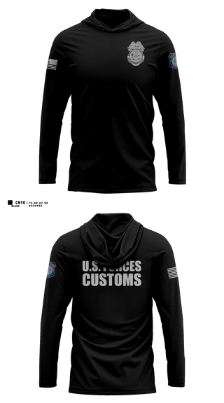Long Sleeve hooded sunshirt, U.S. Forces Customs Agency, Army, Teamtime, Team time, sublimation, custom sports apparel, team uniforms, spirit wear, spiritwear, sports uniforms, custom shirts, team store, custom team store, fundraiser sports, apparel fundraiser